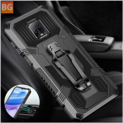 Xiaomi Redmi Note 9S / Redmi Note 9 Pro Dual-Layer Rugged Armor Protective Case with Belt Clip Stand
