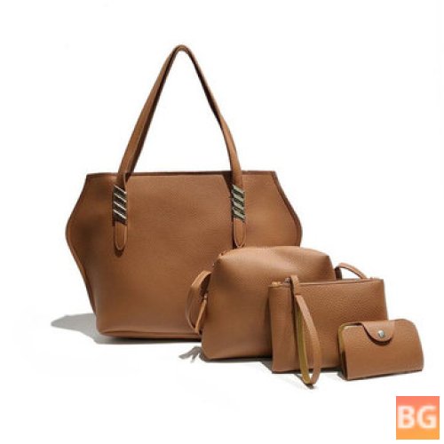 Faux Leather Shoulder Bag with a Solid Leather Design