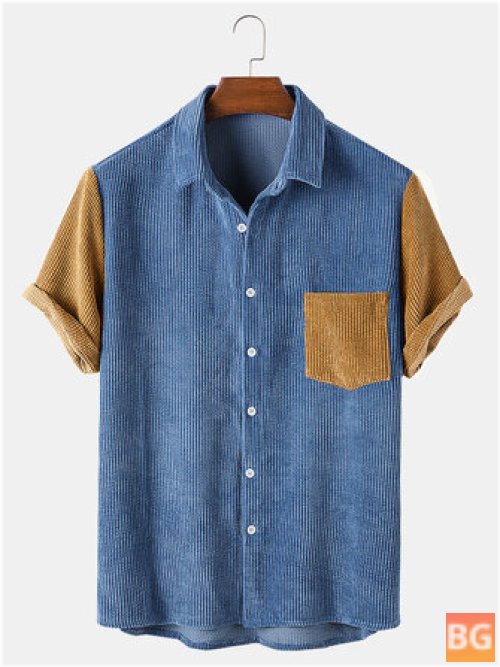 Patchwork Turn Down Collar Shirts for Men