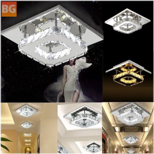LED Ceiling Light Fixture - Modern Square Crystal