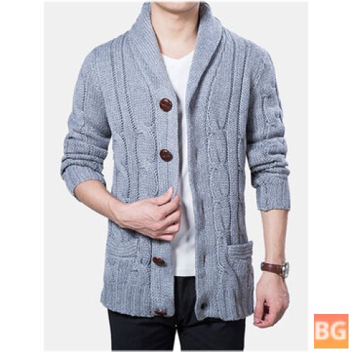 Mens Casual Sweater Coat - Large Lapel - Long Sleeves - Tides Sweater