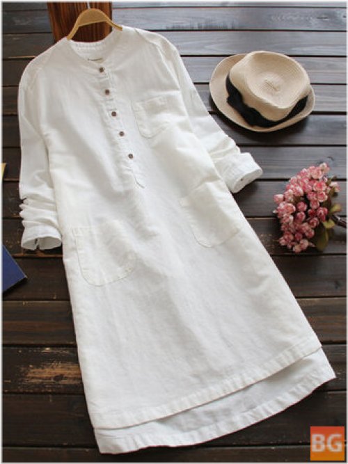 Women Vintage Cotton mini shirt dresses