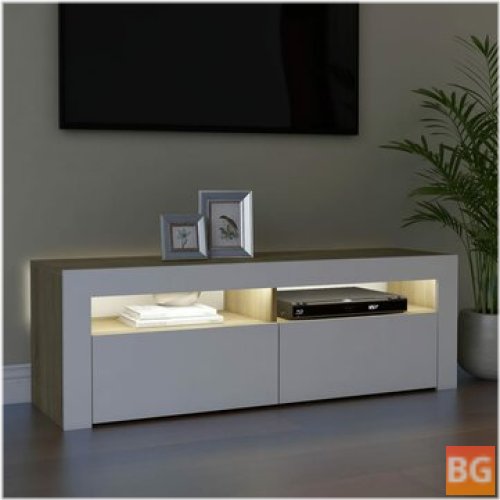 TV Cabinet with LED Lights - White and Sonsoma Oak 47.2