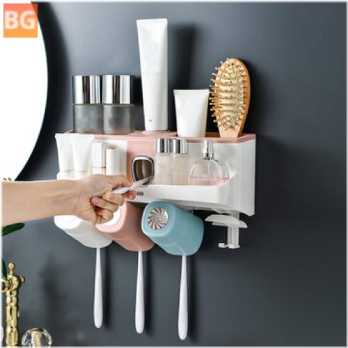 Teethbrush Holder with Cup and Toothpaste Squeezer