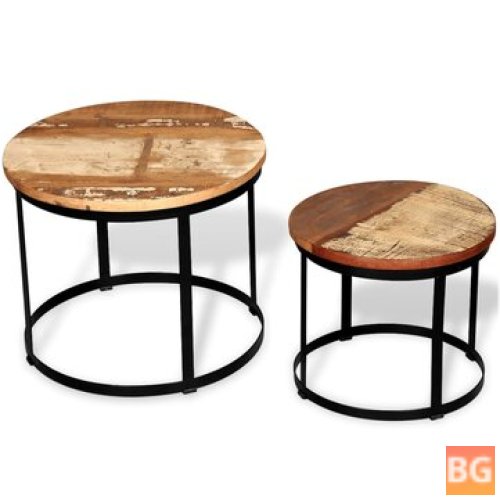 Solid Wood Round Coffee Table Set - 19.7