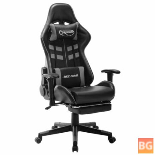 Adjustable Gaming Chair with Footrest in Black/Grey PU Leather