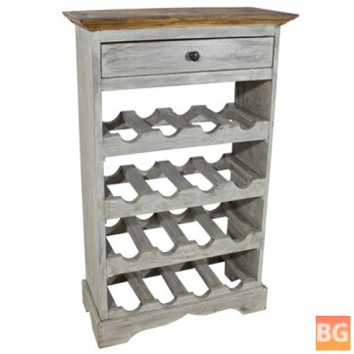 Bottle Rack with Solid Wood Base and Wood Slats - 21.7