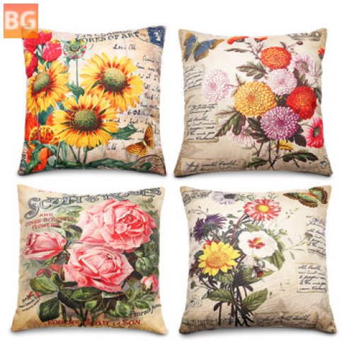 Floral Linen Pillow Cover for Home Decor