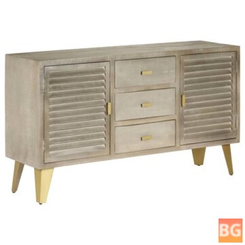 Solid mango wood chest of drawers with brass gray
