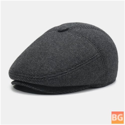 Women's Wool Ear Protection Keep Warm Winter Outdoor Striped Pattern Casual Universal Plus Thicken Beret Hat