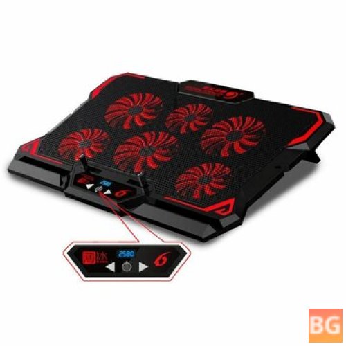 CoolCold Laptop Cooling Pad with 6 Fans, LED Screen, 2 USB Ports and Tablet Stand