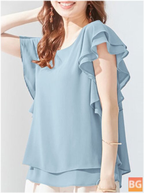 Casual Blouse With Ruffle