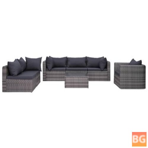 Garden Sofa Set - Gray with Cushions & Pillows