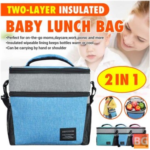 Two-Layer Insulated Lunch Bag for Food Storage