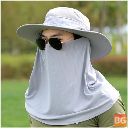 Wide-brimmed fishing cap with removable mesh neck face flap hat