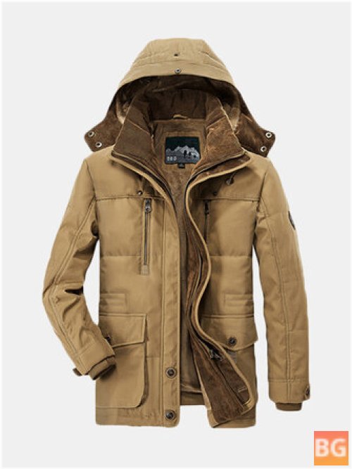 Coat for Men - Hooded Outdoor Solid Color Coat