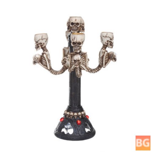 Statue Candle Holder with Skull Decoration