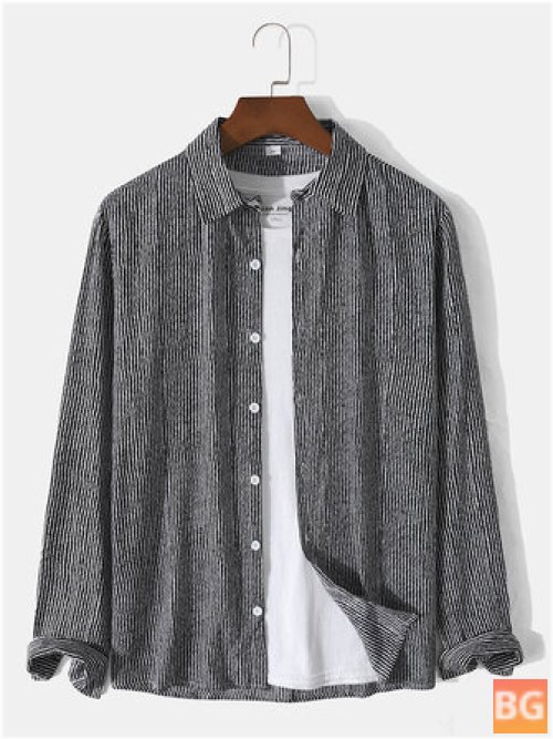 Long Sleeve Shirt with Cotton Pinstripe Stripes