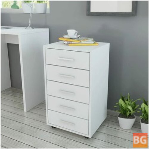 Office Drawer Unit on Wheels - 5 Drawers White