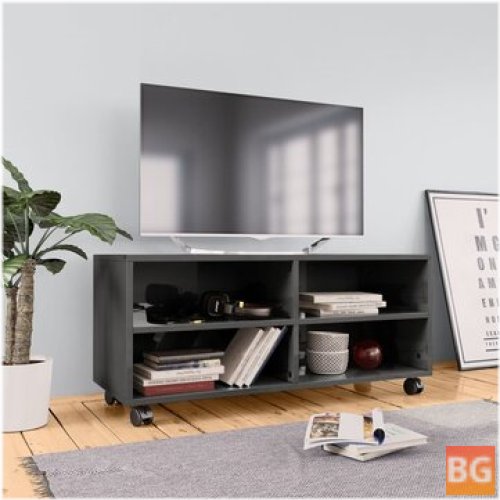 TV Cabinet with Castors - Gloss Gray 35.4