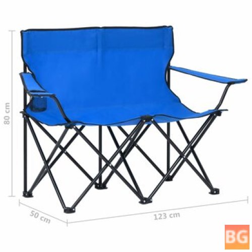 2-Person Camping Chair - Foldable Steel Chair for Outdoor Adventures (Blue)