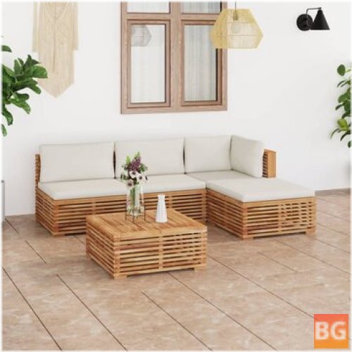 Garden Lounge Set with Teak Wood Floor