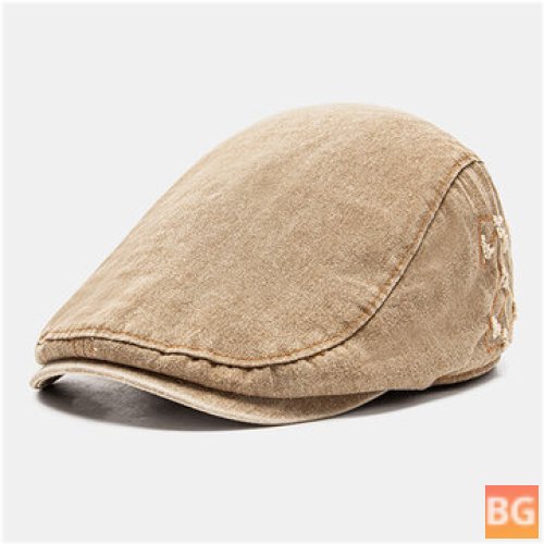 Beret with Letter Embroidery and Breathable Fabric