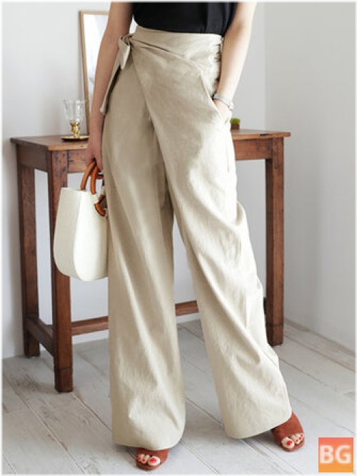 Pants for Women - Solid Color Asymmetrical Bandage Design