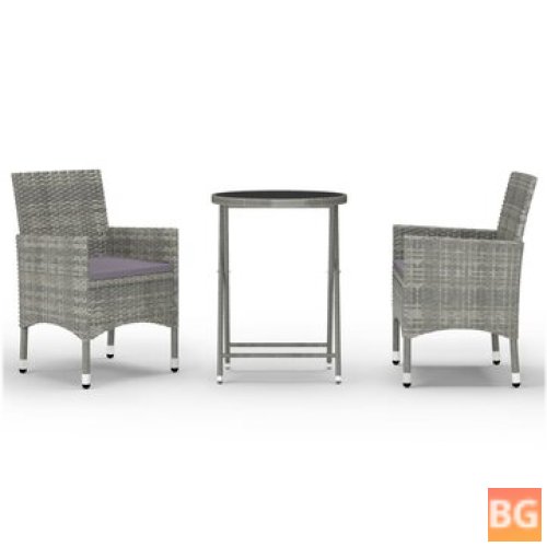 Garden Set - Poly Rattan and Tempered Glass Gray