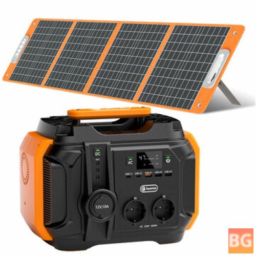 FlashFish Portable Solar Power Station with Foldable Panel - 500W/540Wh for Outdoor Camping