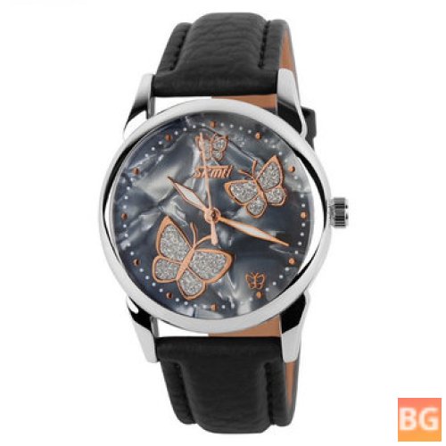 Watch with PU Leather Band and Life Waterproof