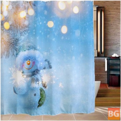 Snowman Shower Curtain with Hooks