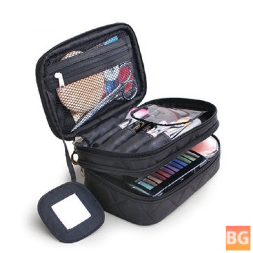 Women's Portable Cosmetic Bag with 2 Layers of Nylon