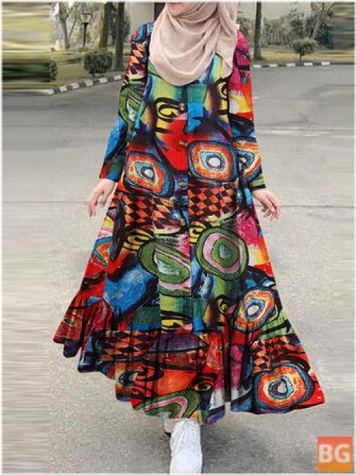 Women Cotton Color Abstract Printed Shirt Dress