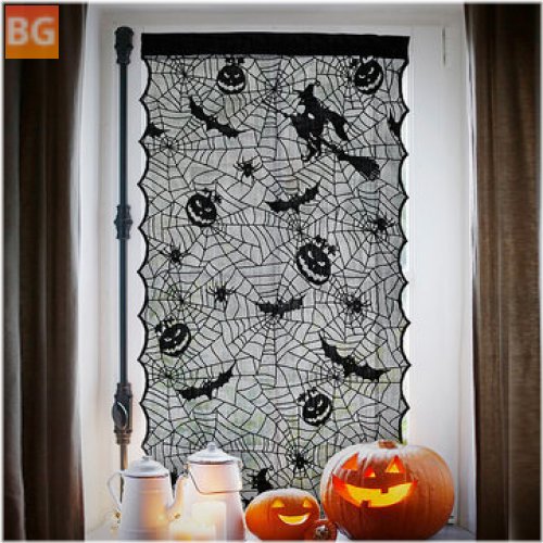 Halloween Window Curtain - Witch's House