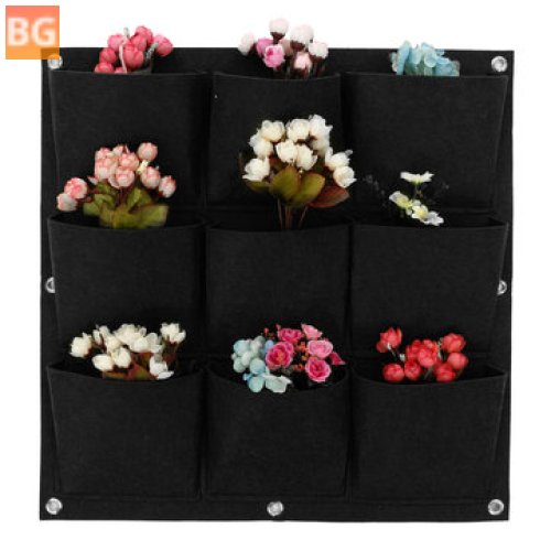 Black Wall Planter with 9 Pockets - Vertical