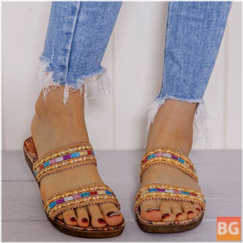 Beach Sandals for Women - Open Toe - Folkways Stitching