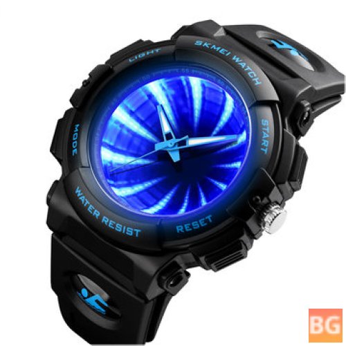 Creative Mirror Dial LED Backlight 5ATM Stainless Steel Men's Wristwatch