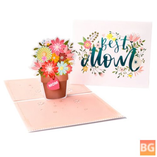3D Mother's Day Cards - Best Mom Flower Basket Paper Invitation Greeting Cards Anniversary Birthday Cards
