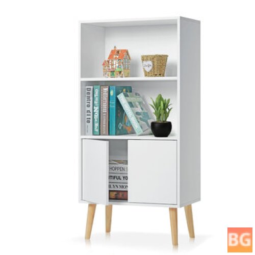 Woodyhome Thrr-layer Bookshelf - Standing Bookshelf with Storage - Small