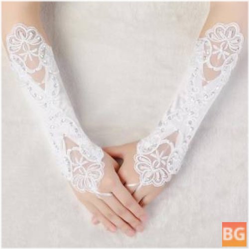 Fingerless Embroidered Gloves for Wedding