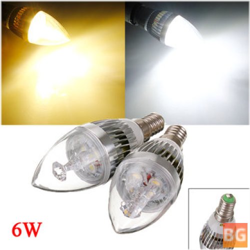 White LED Chandelier Candle Light Bulb - E14 6W