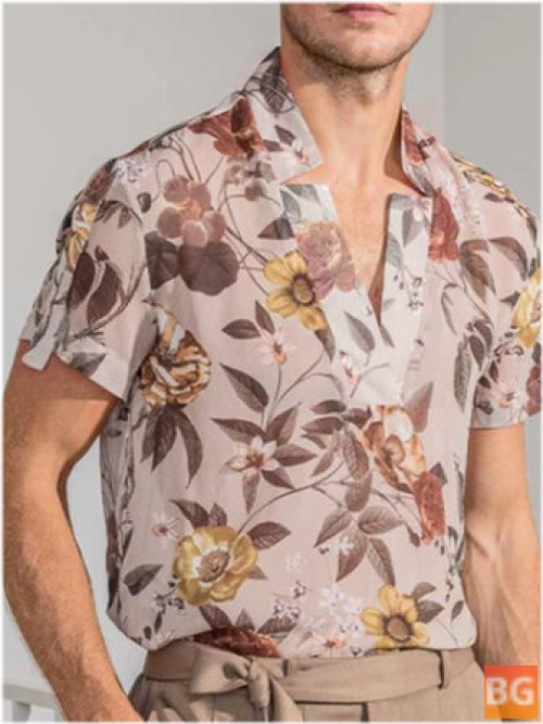 Semi Transparent Shirt with Floral Print