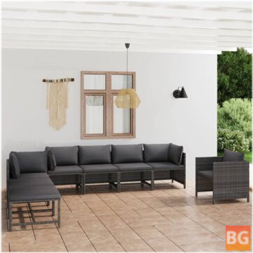Patio Set with Cushions - Gray