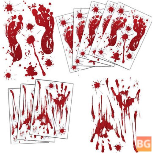 Bloody Footprints Wall Stickers for Halloween Party Decorations