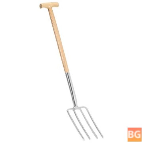 Digging Fork T-Handle - Stainless Steel & Ash Wood