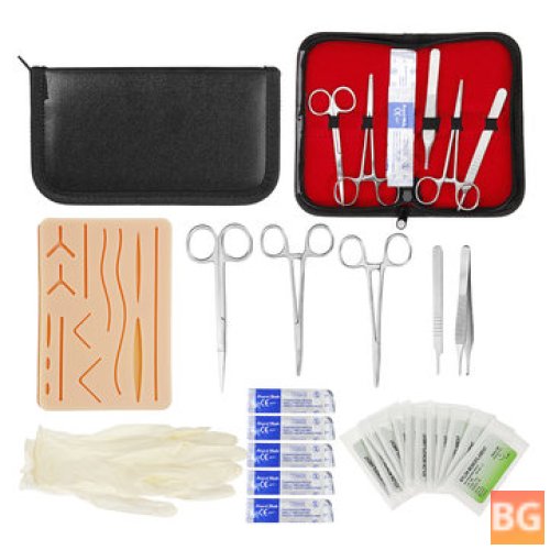 Surgical Training Pad with Silicone Needles, Scissors and Tools