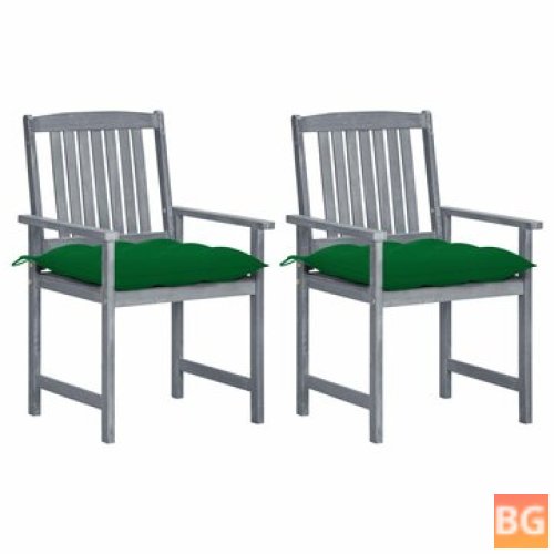 Director's Chair with Cushions (2 pcs) Gray Solid Acacia Wood