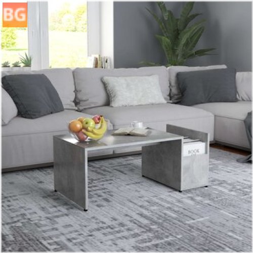 Chipboard Coffee Table with Gray Walls and Black Top