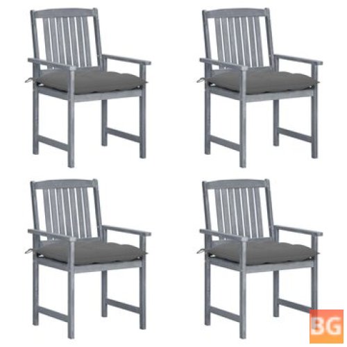 Director's Chairs with Cushions (4 Pieces) Gray Solid Acacia Wood
